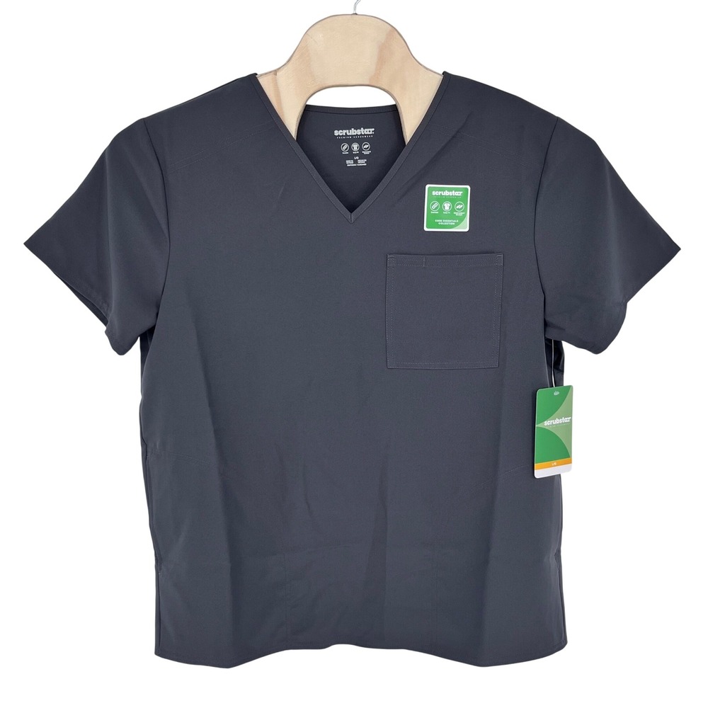 Scrubstar Scrub Top Unisex Large Pewter Gray Core Essentials V-Neck Healthcare